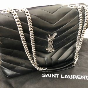 SAINT LAURENT Black Medium Lou Lou Matelassé Bag